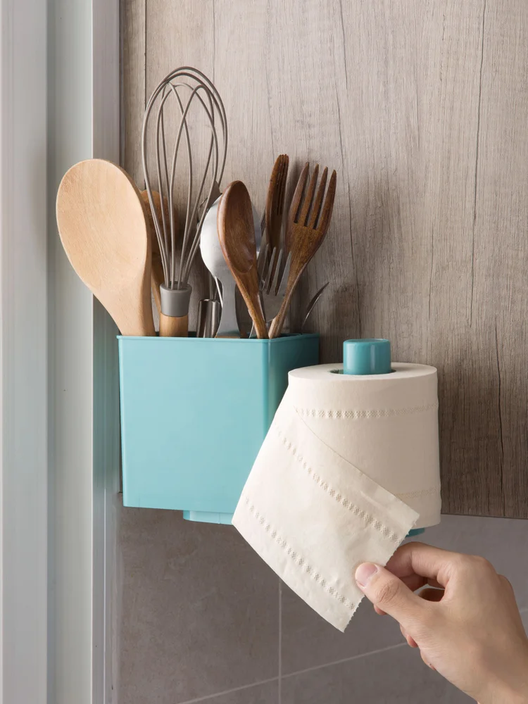 

Kitchen Rotating Storage Rack Tissue Holder Hanging Bathroom Roll Paper Holder Towel Rack Kitchen Cabinet Door Hook Holder CF122