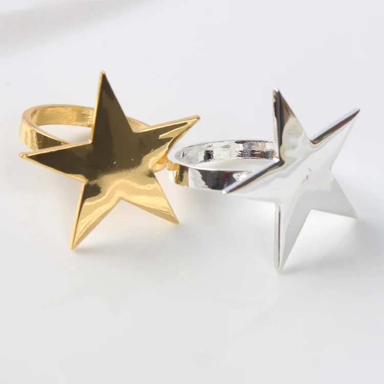 

Free Shipping 4 X Gold Star Napkin Ring Metal Napkin Holder For Wedding Hotel Dinner Party Deco Supply