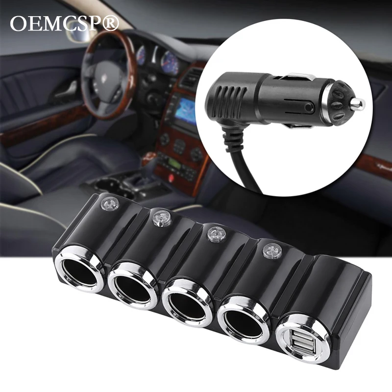 

car splitter cigarette lighter socket DC 12V/24V 3.1A USB 4 Way Auto Car Cigarette 120W Socket Splitter Power Charger Adapter 1A
