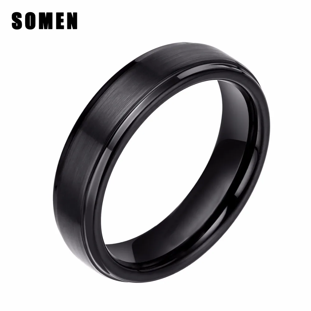 Somen 6 мм черное вольфрамовое кольцо для женщин матовый обручальное кольцо классический стиль обручальные кольца ювелирные изделия anillos mujer