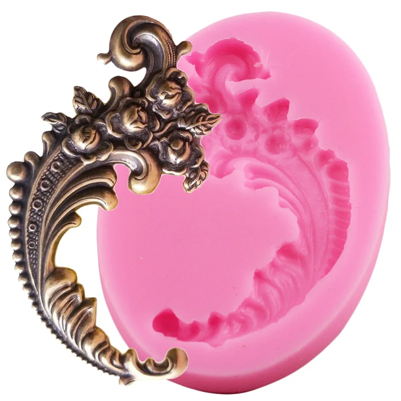 

3D Craft Rose Flower Silicone Mold Fondant Baroque Scroll Relief Chocolate Candy Gumpaste Mold Cupcake DIY Cake Decorating Tools