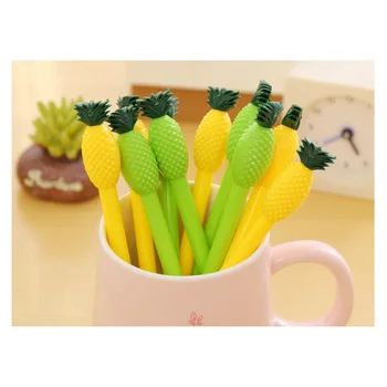 

4pcs/lot lovely cute pineapple gel pen 0.38mm black link kawii writing pens eraser for school and office material escolar