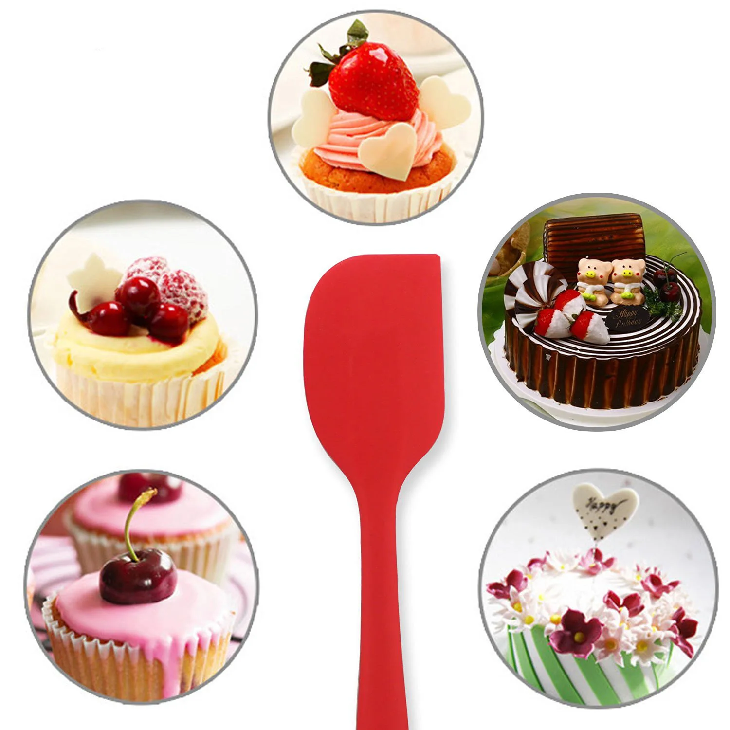 4-piece Heat Resistant Silicone Spatulas Set Rubber Spatula Kitchen Utensils Non-Stick for Cooking, Baking and Mixing