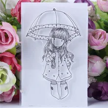 Cute Transparent Clear Silicone Stamps for DIY Scrapbooking Card Making diy photo album Decorative Umbrella girl Text Stempel