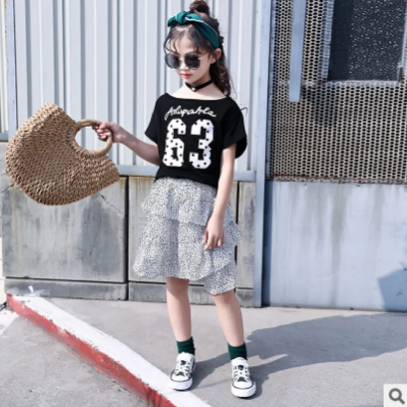 

Girls Dot Dress Clothing Set 2019 New Summer/Spring Kids Clothes Sets Children Shirt Dress Suits 2 Piece 2 Colors Size4-14 ly264