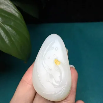 

H59#Hetian jade white jade sound crane pendant