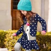 2016 Autumn New Children’s Clothing Girls Dress Long-sleeved Cotton Child Dress Cute Little Deer Printed Dresses Foreign Trade