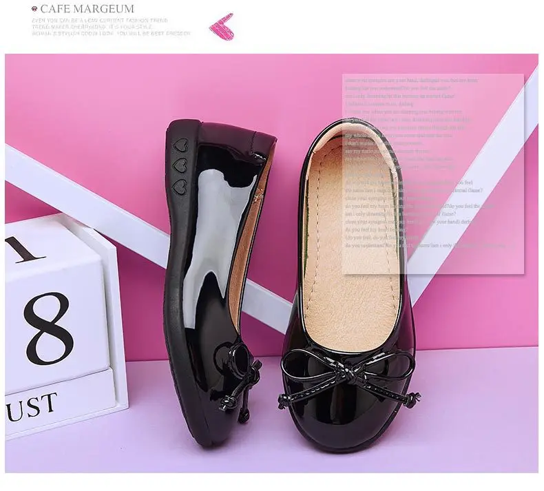 Детская обувь больших размеров 26-40; школьная кожаная обувь принцессы для девочек; Детские кожаные вечерние туфли черного и красного цвета; обувь для маленьких девочек на плоской подошве
