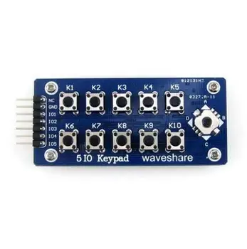 

5 IO Keypad Accessory Board Matrix Buttons Module with 5 IOs Controlling all the Onboard 10 Push Buttons and Joystick