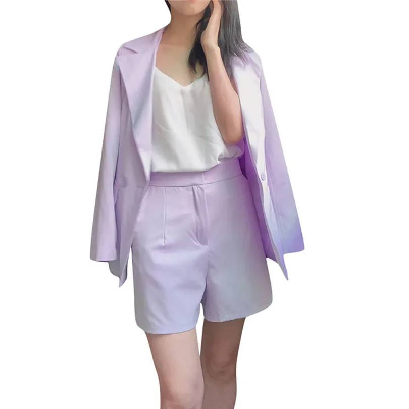 2019 Autumn New 2 Pcs Women Casual Office Lady Sets Business Formal Suits Elegant Shorts + Coats Outwear Suits #E10 (12)