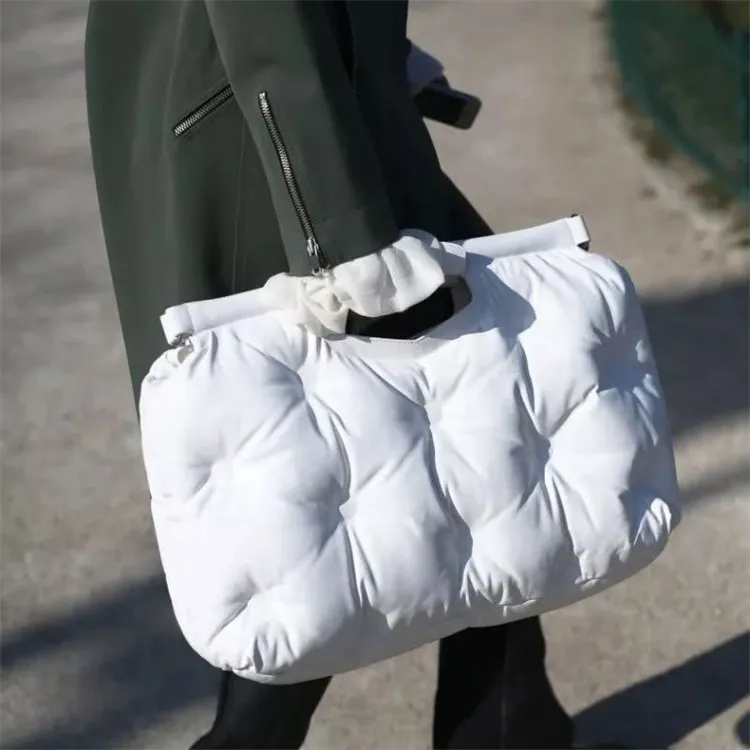 

high-quality Women Tote Bag Space Cotton Handbags Lady Winter Autumn Casual Crossbody Bag Down Feather Bale Top-handle Bag Femme