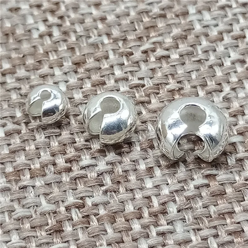 

925 Sterling Silver Crimp Cover Beads 3mm 4mm 5mm for Bracelet Necklace