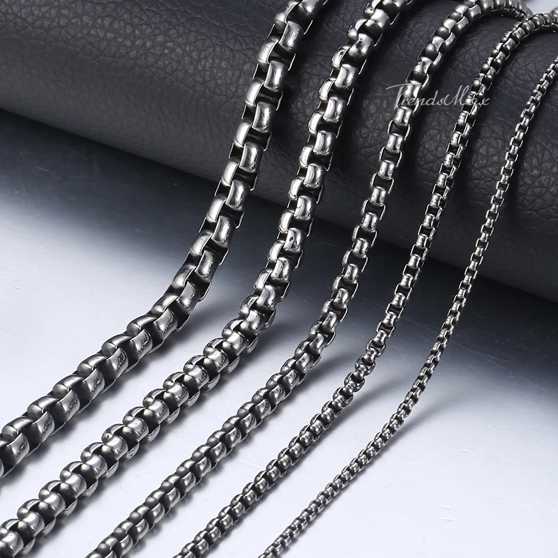2 6mm Mens Stainless Steel Necklace Gunmetal Thin Round Box Chain