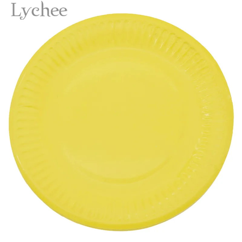 Lychee 10 шт красочные одноразовые бумажные тарелки фестиваль столовые приборы для свадьбы, дня рождения, вечеринок - Color: 4