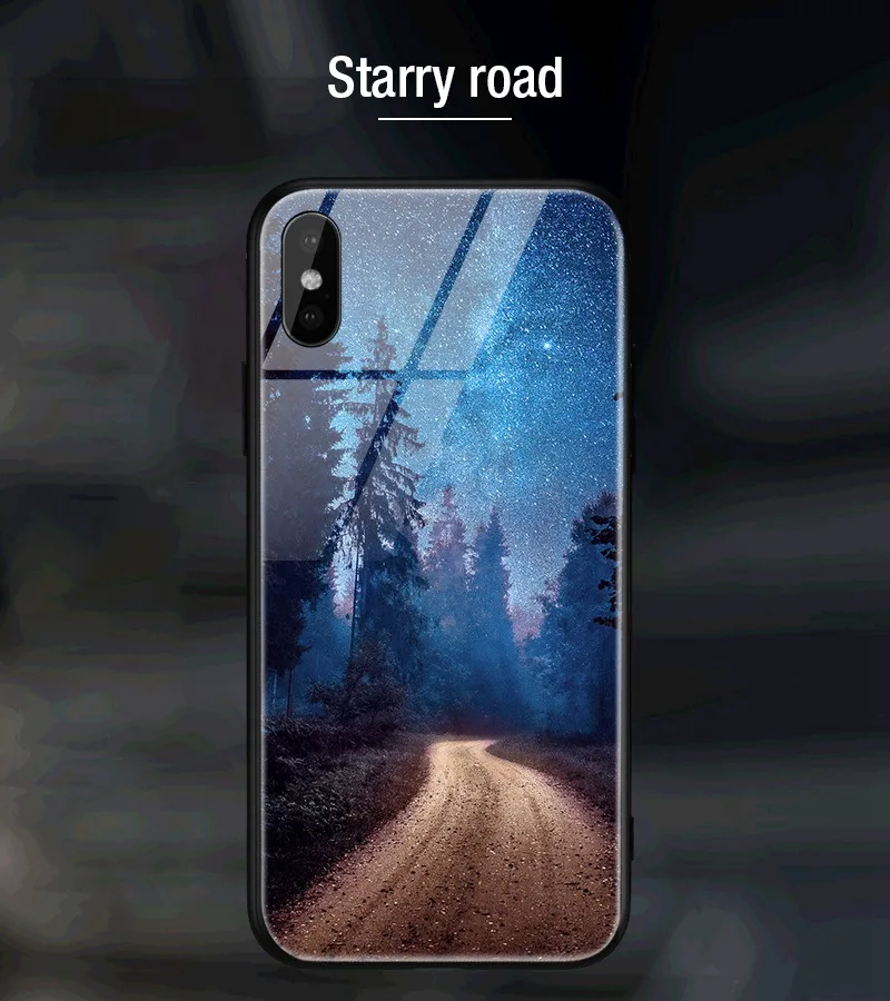 Hisomone Star Space Phone Case For iphone X Cute Patterned Tempered Glass Cover For iPhone 7 8 Plus 6 6S Soft Edge Silicone Capa
