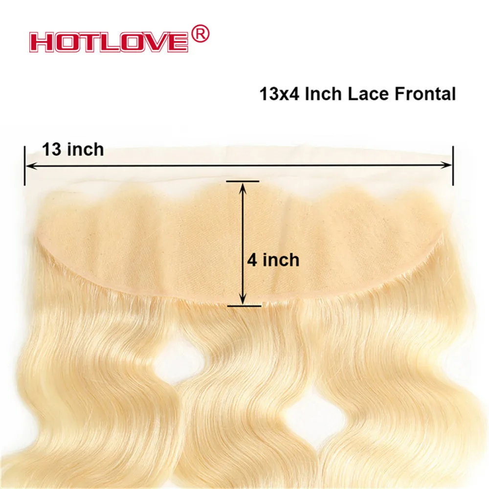 613 Bundles With Frontal Blonde Body Wave Peruvian Human Hair Honey Bundles With Closure Remy Hair and 13*4 Lace Frontal Closure