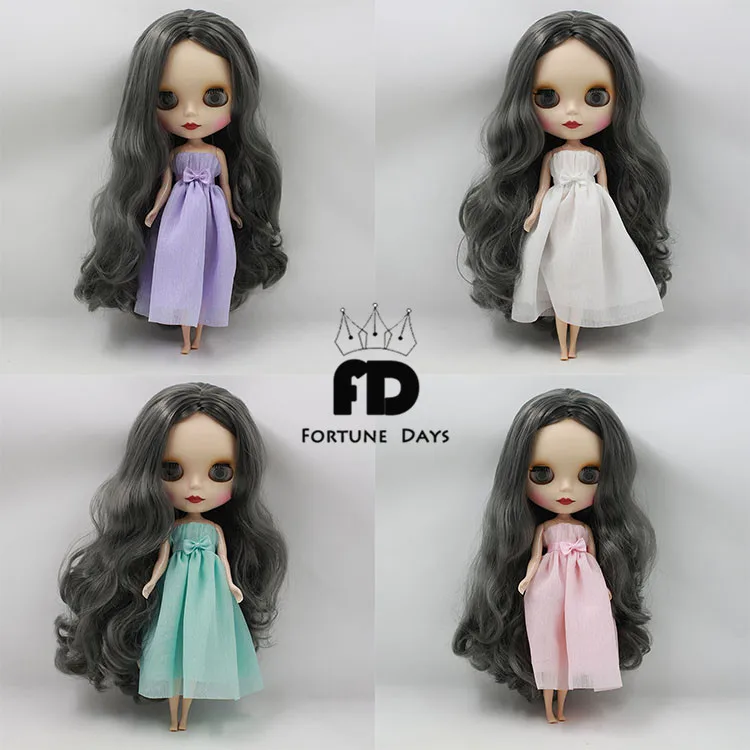 

free shipping blyth doll icy licca body bjd neo tupe dress green white pink purple bow clothes princess dresses