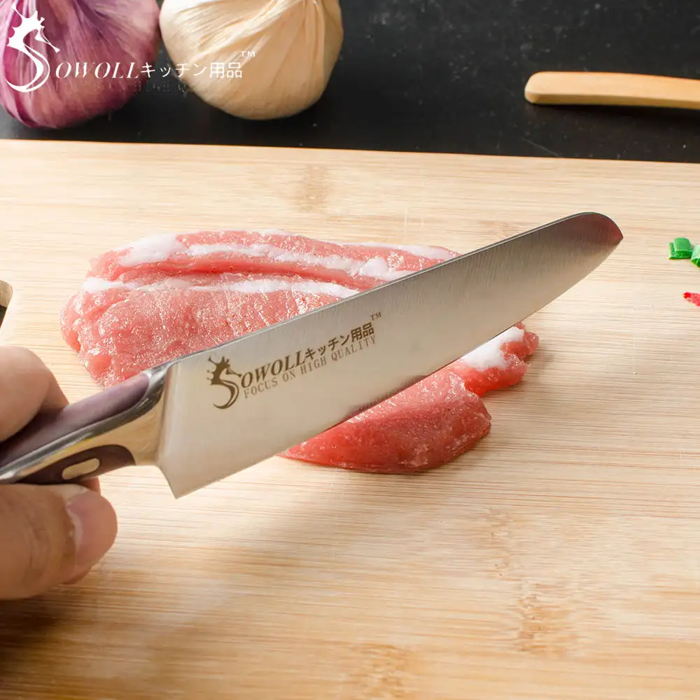 SOWOLL Seamless Welding 4CR14 Stainless Steel Kitchen Knife 5 inch Non-stick Utility Knife Energy-saving Cutter Kitchen Tool