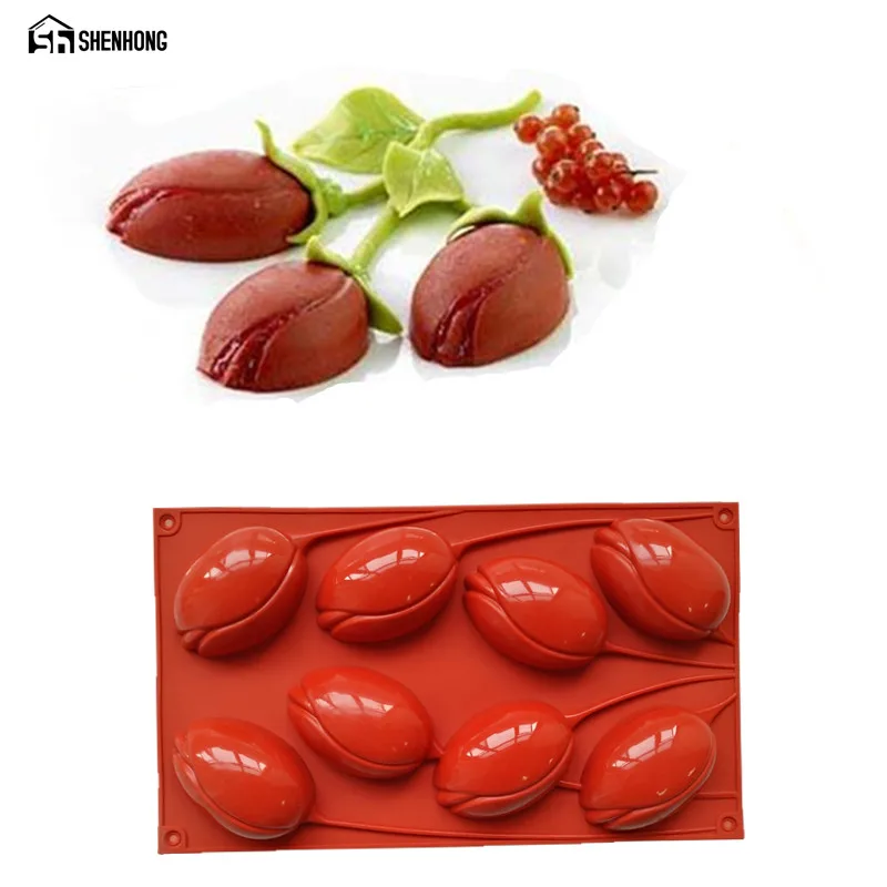 

SHENHONG 8 Holes Lily Silicone Cake Mold 3D Chocolates Moulds Mousse Moule Pastry Bakeware Dessert Art Baking Pan