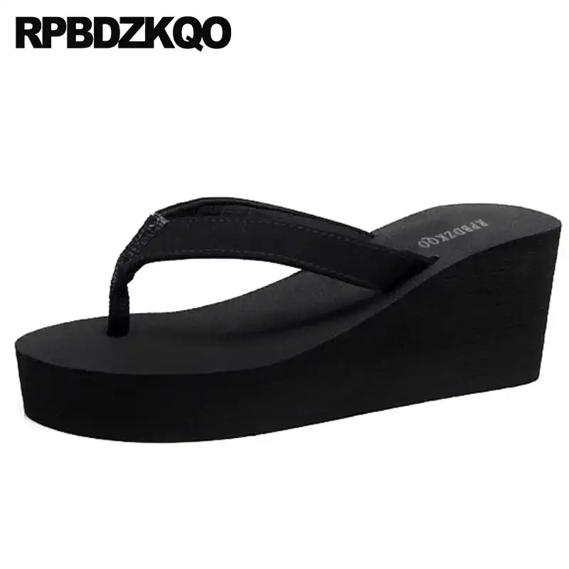 black wedges slippers