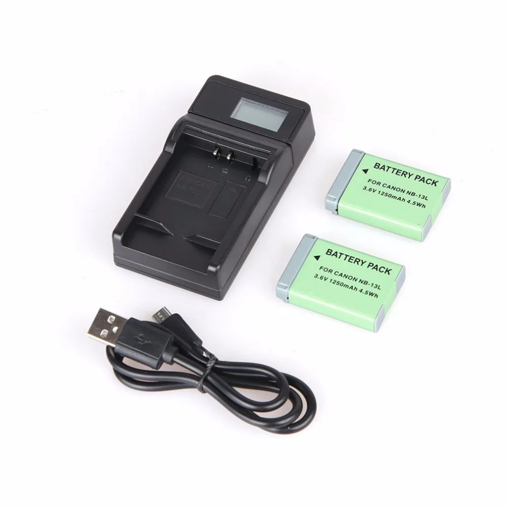 

2pcs NB-13L NB13L Digital Batteries + USB LCD Camera Charger for Canon for PowerShot G5 X G5X G7 X G7X Mark II G9X SX720 HS
