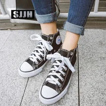 SJJH/Женская парусиновая обувь с высоким берцем; удобные кроссовки для влюбленных; повседневные женские кроссовки на шнуровке; Chaussure; A1364