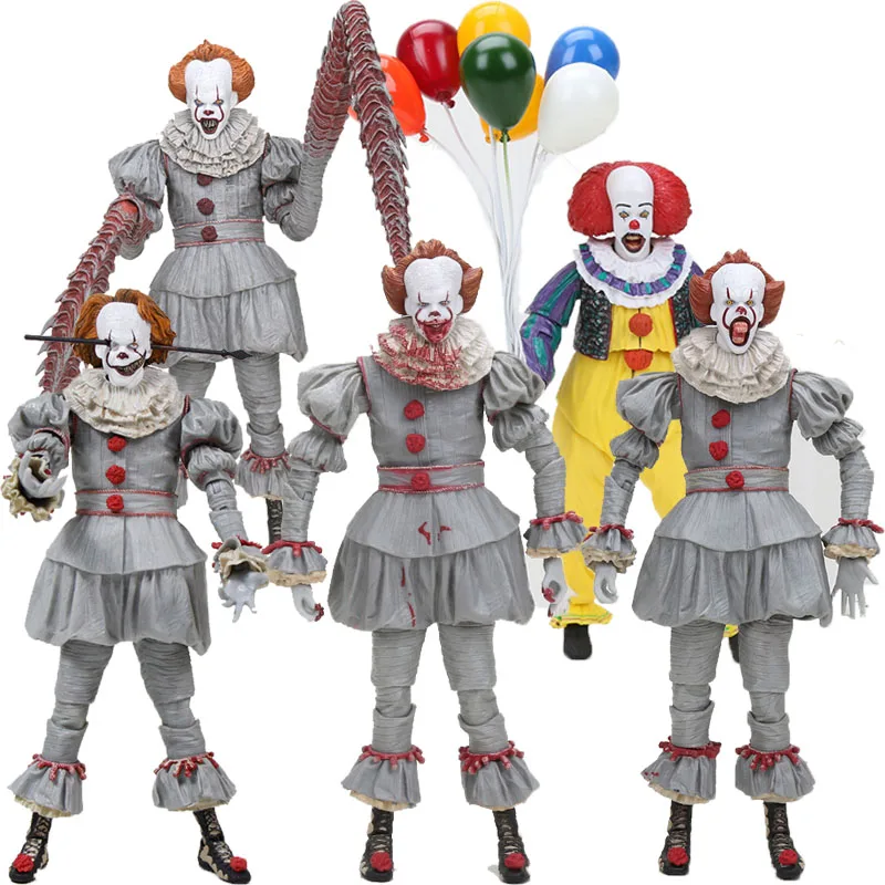 Buy 18cm NECA Stephen King s It Pennywise Joker Clown PVC Action Figure Toys Pennywise Dolls Halloween Day Gift