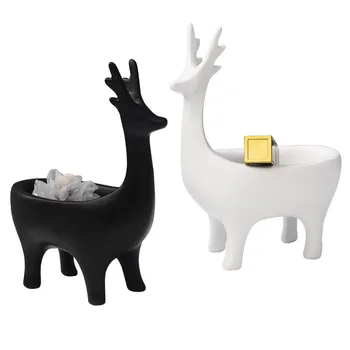 

Modern Deer Style Home Decoration Nordic Resin Craft Ornament Jewelry Storage Gift For Birthday Wedding Christmas Toys