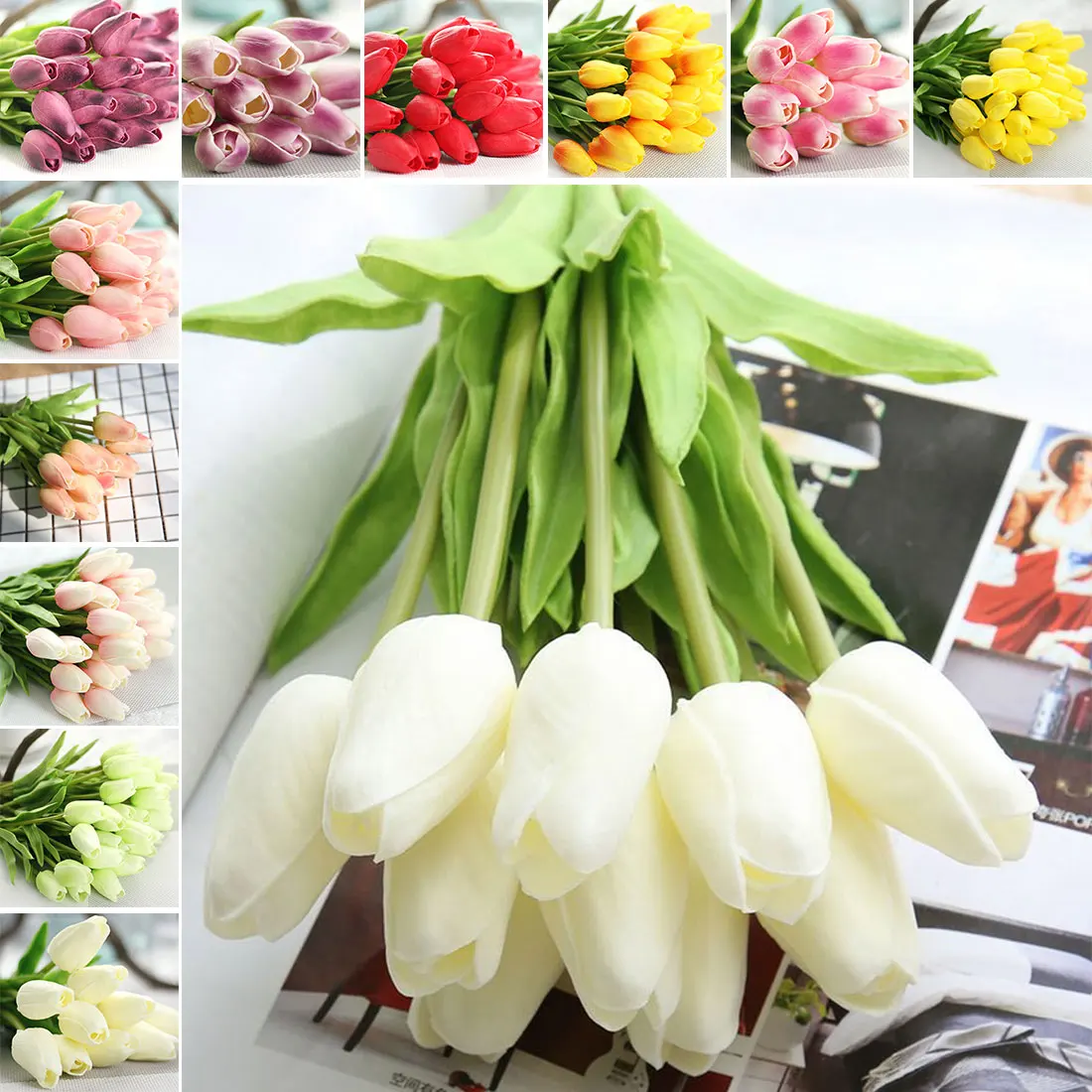 

1pc Artificial tulips Artificial Flowers for spring home wedding decoration Cheap PU Fake flowers