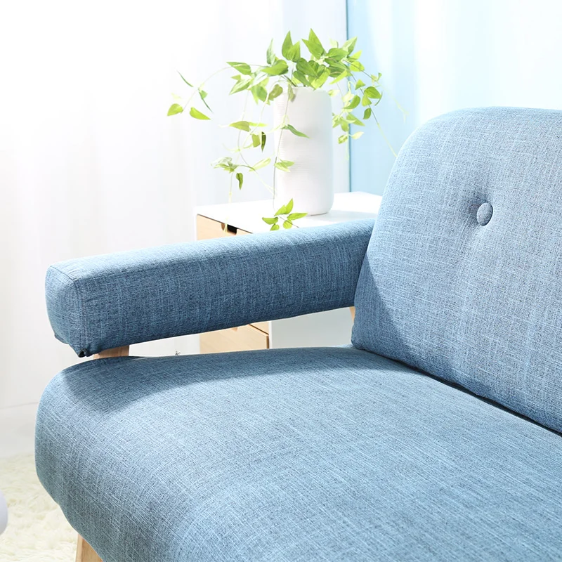 Mid Century Modern Colorful Linen Fabric Sofa Couch 3 Seater Dark Grey/Blue Color Living Room Furniture Home Corner Lazy Sofa