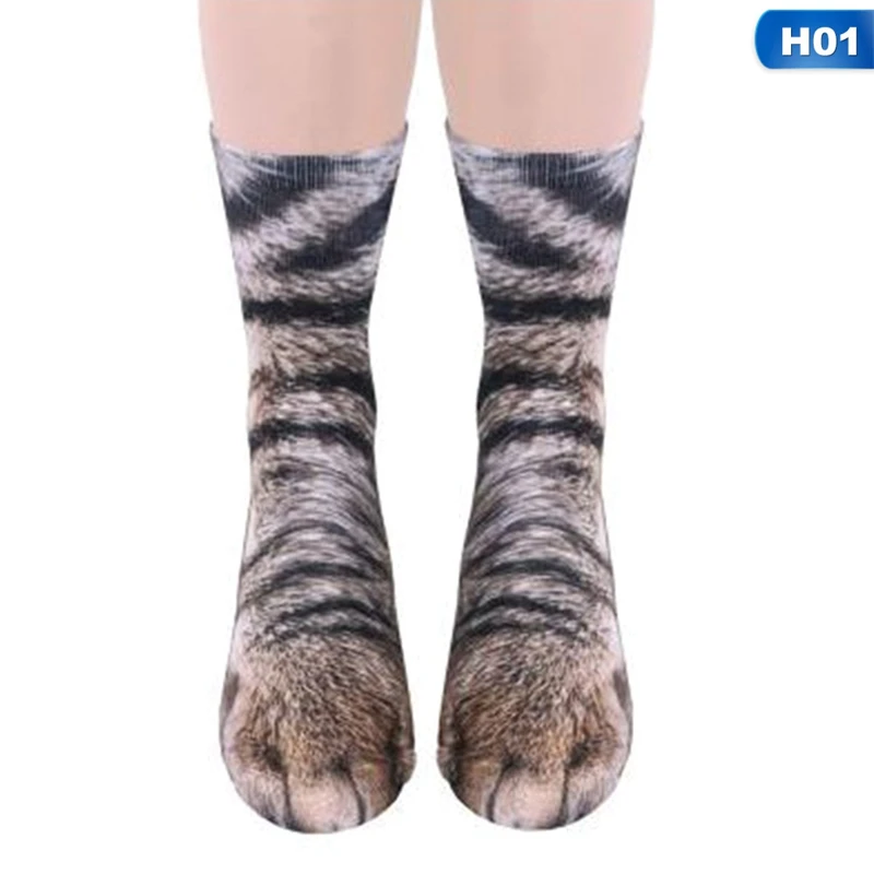 Новинка года; носки с объемным принтом в виде лап-копыта детские носки с цифровым моделированием носки унисекс с тигром, собакой, кошкой - Цвет: H01