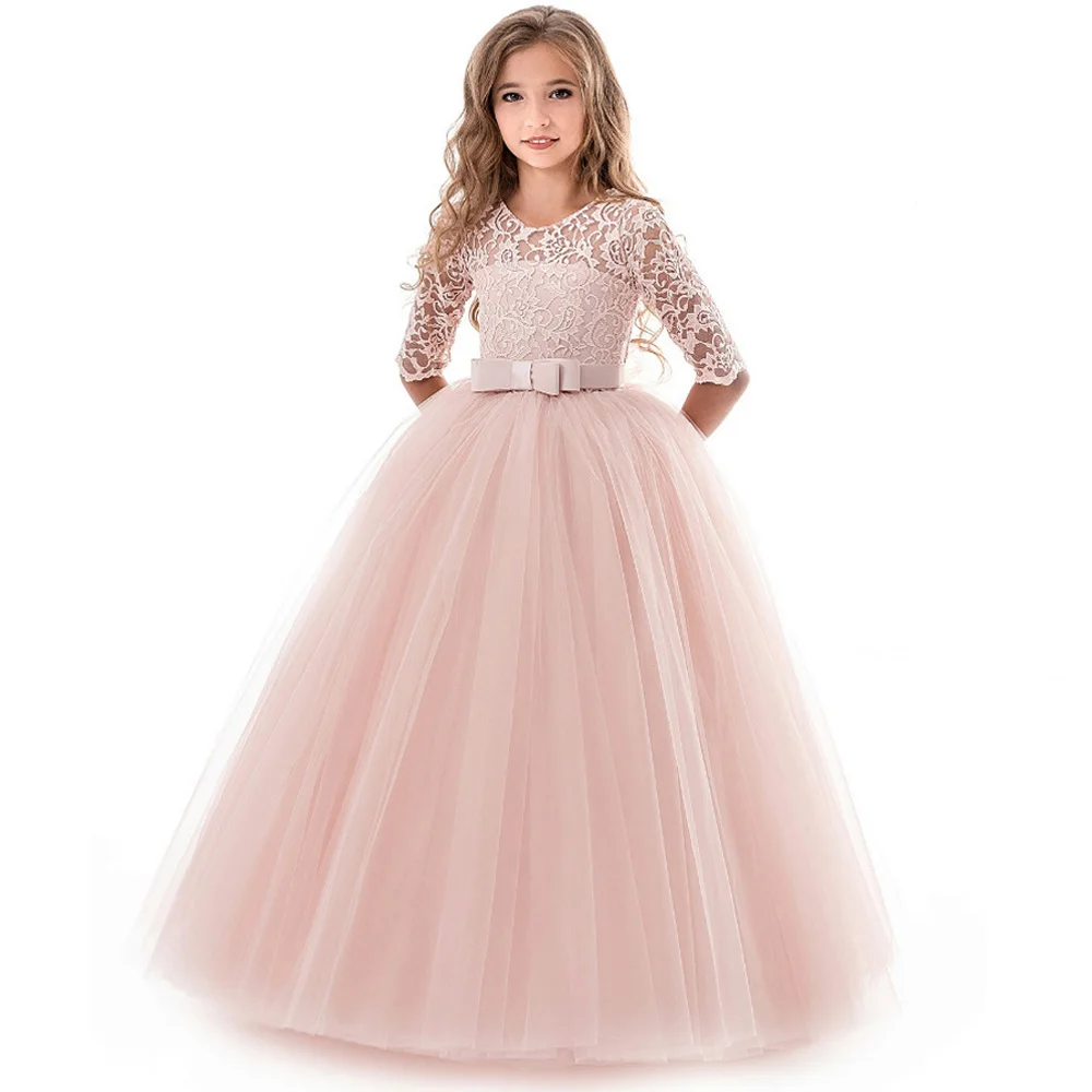 Свадебное платье для девочек; высококачественные рождественские детские платья для девочек; вечерние платья принцессы для малышей; вечерние платья для подростков - Цвет: Pink