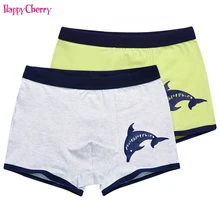 2 шт./лот, хлопковые мягкие детские трусы-боксеры, Крутое нижнее белье для маленьких мальчиков милые детские трусы с принтом дельфина трусы для От 2 до 9 лет