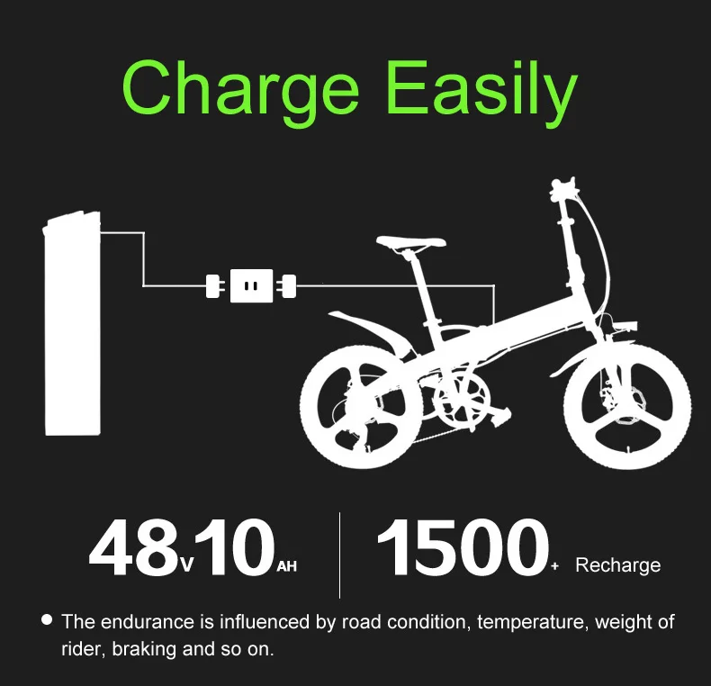 Clearance 7 Speed Electric Bicycle, Portable 20 Inches 240W 48V 10Ah Folding Ebike, Integrated Wheel, Hidden Lithium Battery 5