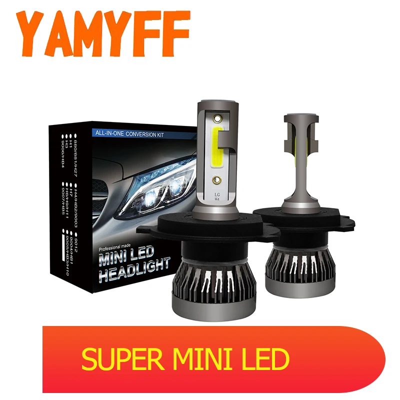 YAMYFF Mini H7 светодиодный H4 автомобильные лампочки H1 фонарь H11 H8 H9 9005 HB3 9006 6000LM COB
