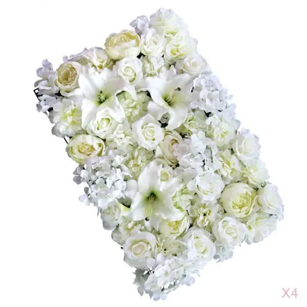 4pcs Artificial Rose Peony Lily Flower Wall Panels Wedding Venue Decoration