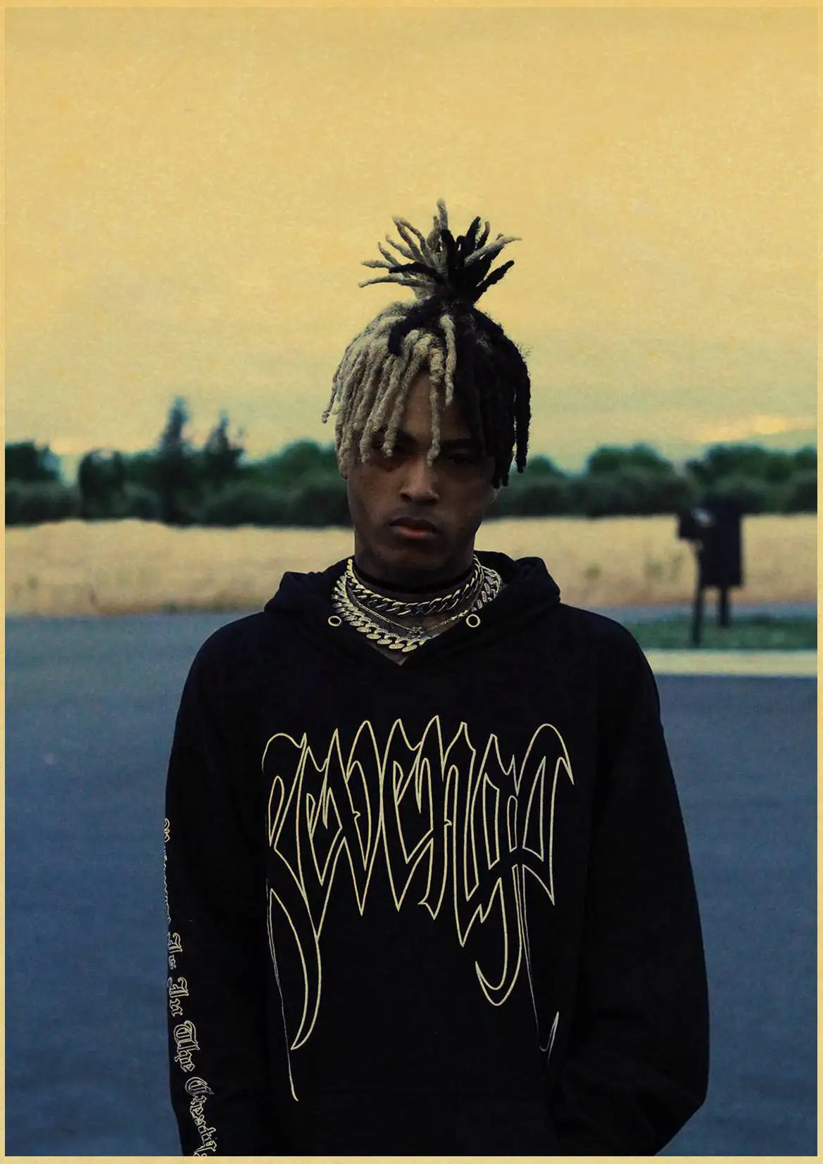 Классический американский рэпер Xxxtentacion Ретро плакат печатает Высокое качество наклейки на стену для гостиной украшения дома - Цвет: E074