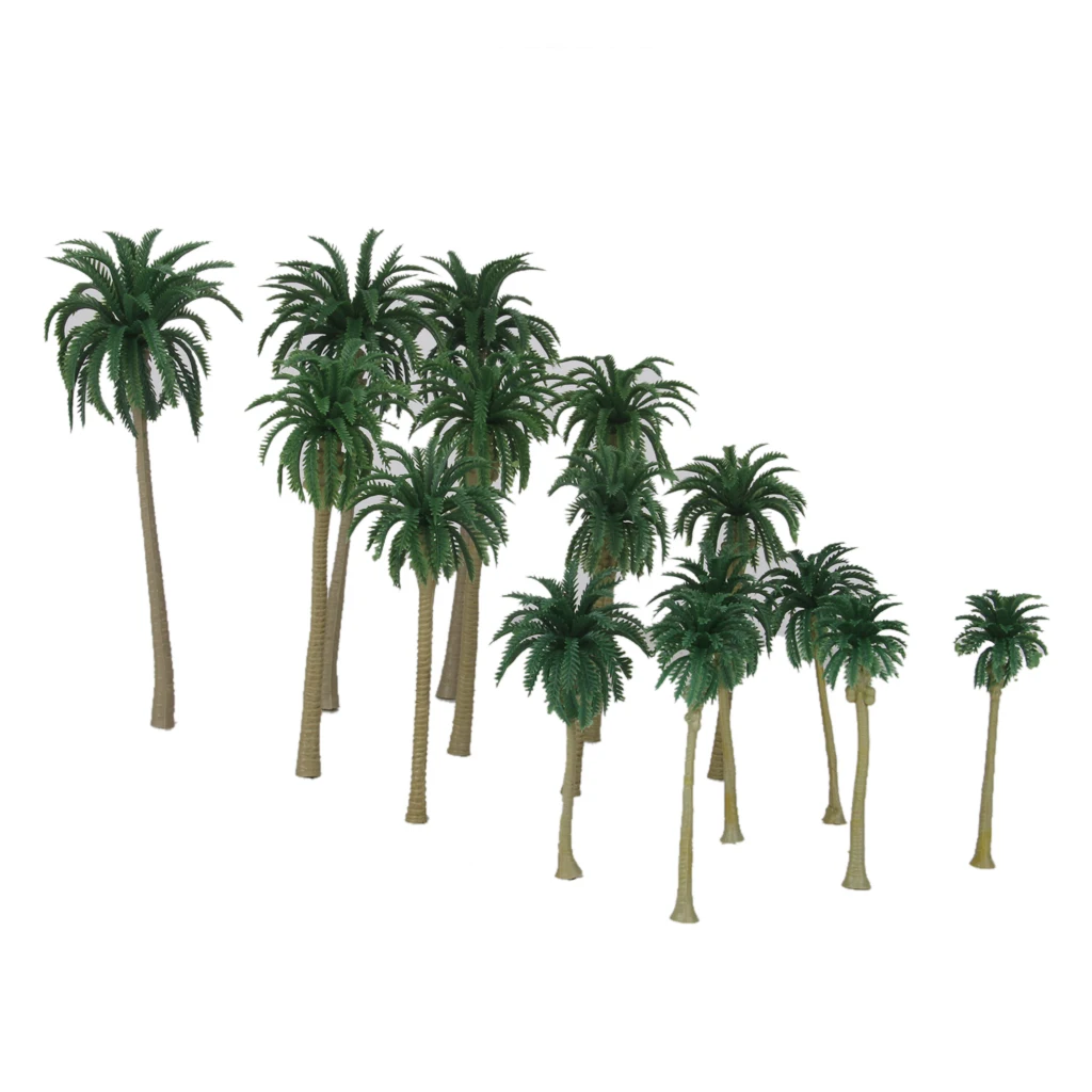 15pcs HO N Scale Palm Trees Model Train Layouts Railroad Scenery 1:70-1:150