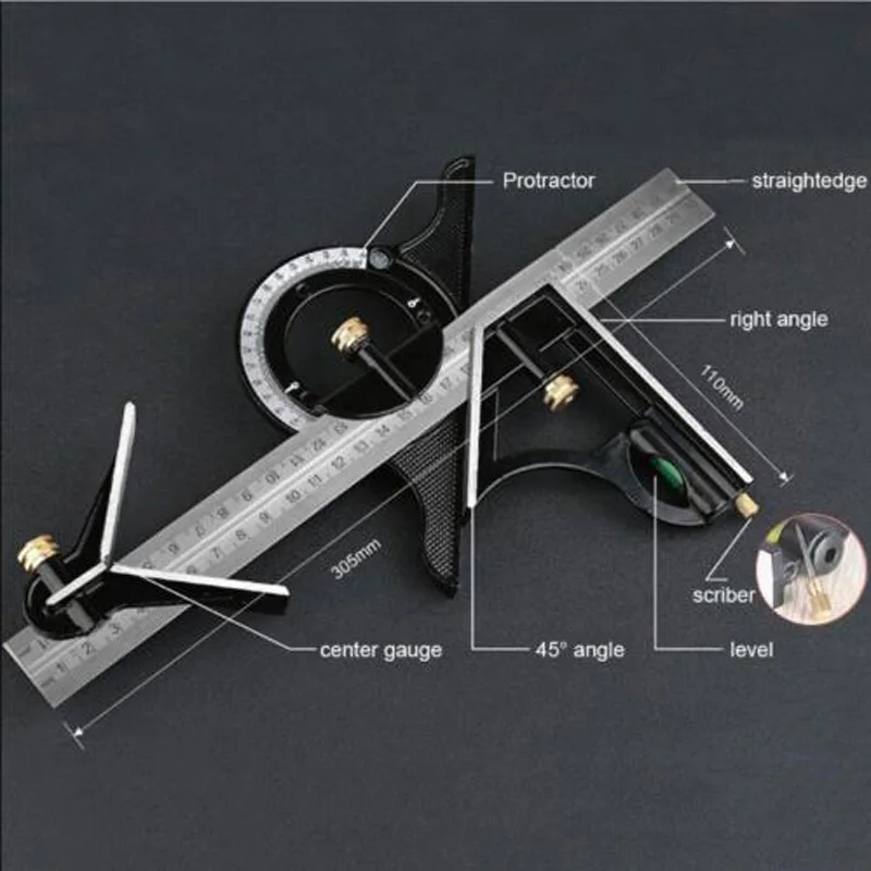 

Best Combination Tri Square Set Angle Finder & Protractor Level Measure A2