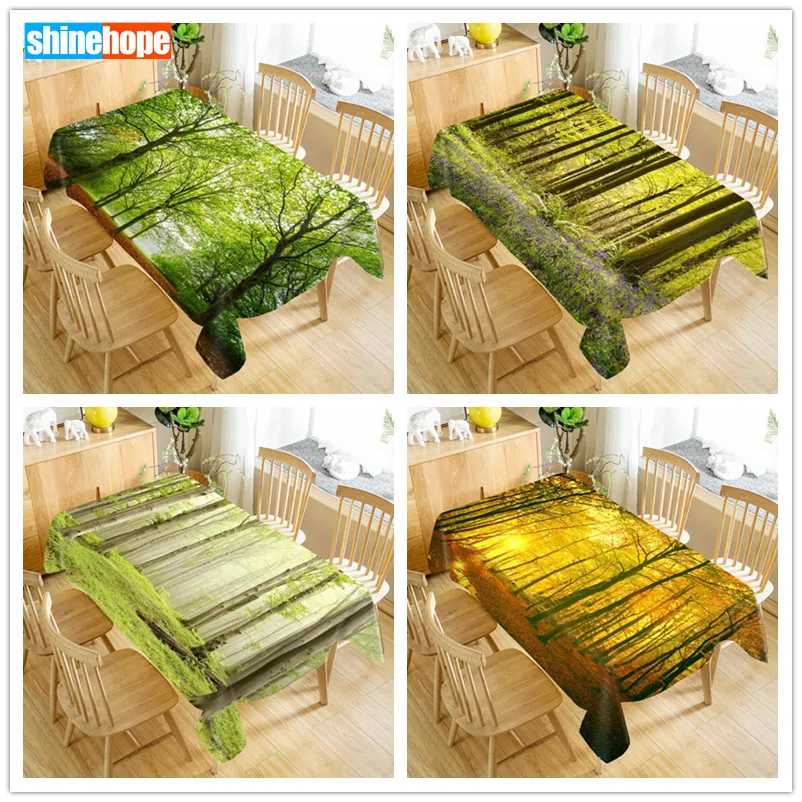 

Custom Green Forest Table Cloth Oxford Print Waterproof Oilproof Home Rectangular Party Table Cover 100X140cm/140X250cm