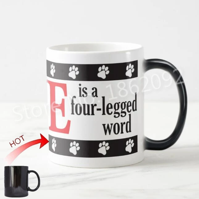 

Funny Love Is A Four-legged Word Cat Dog Paws Magic Coffee Mug Novelty Creative Dogs Cats Gifts for Dog Cat Lover Funky Saying