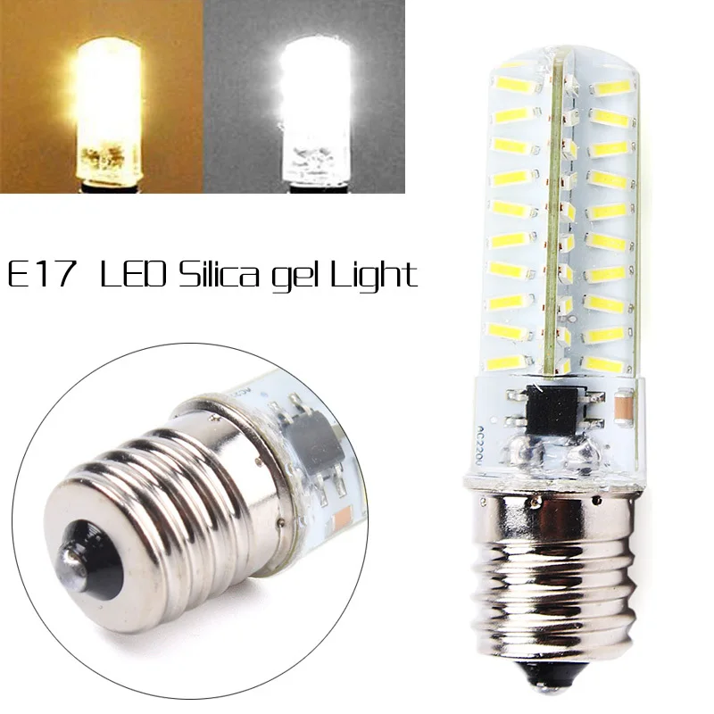 Диммируемая лампа E17 с силикагелем 80 светодиодов 4014 SMD Холодный/теплый белый свет