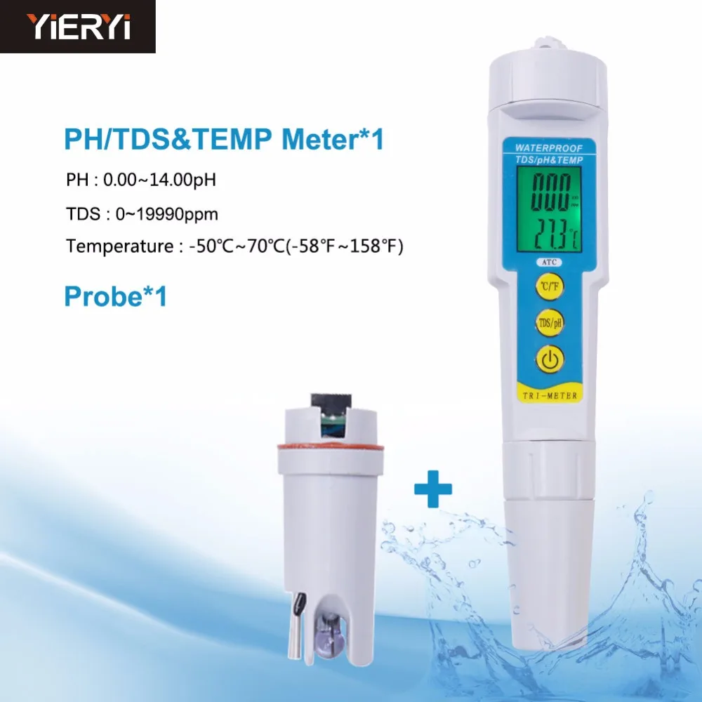 

2019 PH-983 3 in 1 Multi-parameter PH Monitor Water Quality Tester Pen Type pH EC TEMP Acidometer Drink Water Quality Analyser