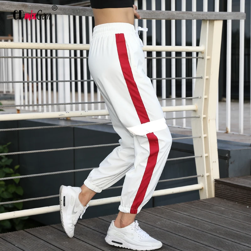 Women Running PantNew fitness trousers, beam pants, reflective strips harem pants, quick-drying yoga, running loose sweatpants