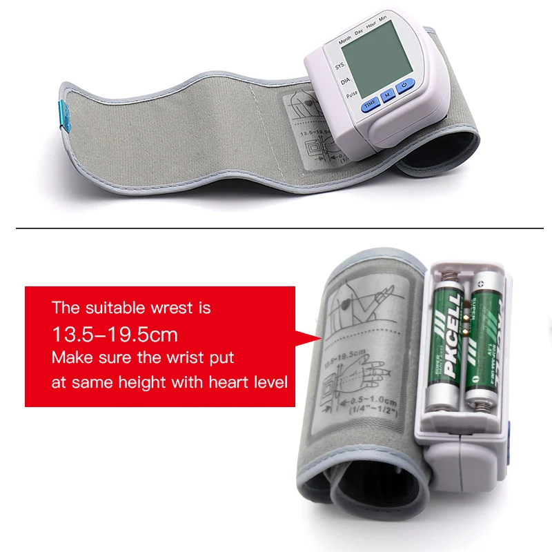 Wrist blood pressure monitor Memory digital sphygmomanometer Pulse Rate LCD automatic blood pressure meter ABS Health Care