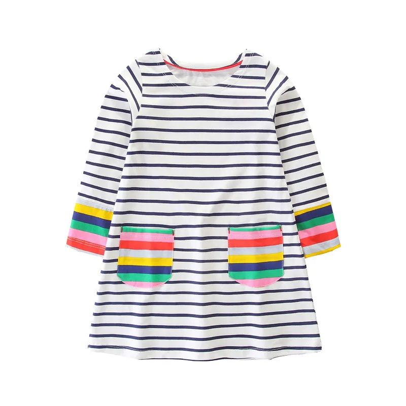 

Long sleeve dresses princess baby girls dress cotton children clothes stripe fashion Applique toddler girls dresses autumn frock