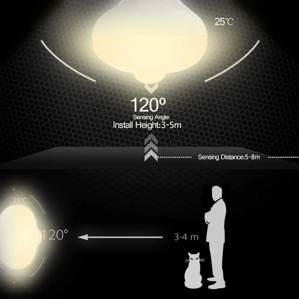 Светодиодный лампа с пассивным инфракрасным датчиком E27 9 Вт AC 85-265 V лампочки дневной и ночной режимы со световым датчиком для Сенсор лампы