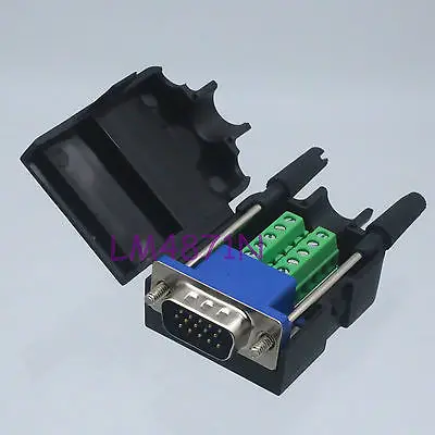 

Hot Factory Direct Wholesale DB15 DSUB VGA plug 3+6pin Terminal Breakout PCB Connector COVER HOOD screw black