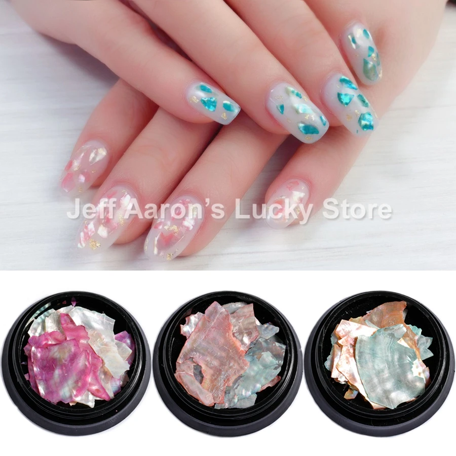 

1 Natural Colorful Pearl Light Nail Sea Shell Slices Particle Crushed Shell Manicure Set Thin Nail Art Glitter Decoration Tool