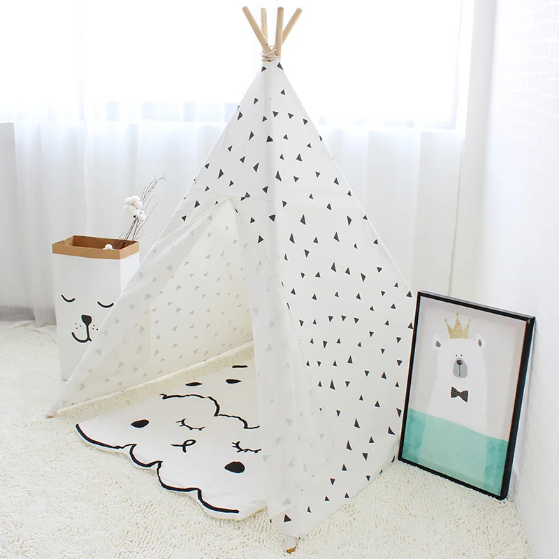 Кружева Tipi палатка для детей хлопок Teepees для детей игровой домик Складная Игровая палатка для ребенка для чтения уголок дополнительные 5 USD купон